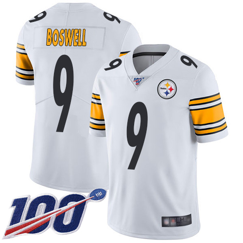 Youth Pittsburgh Steelers Football #9 Limited White Chris Boswell Road 100th Season Vapor Untouchable Nike NFL Jersey->youth nfl jersey->Youth Jersey